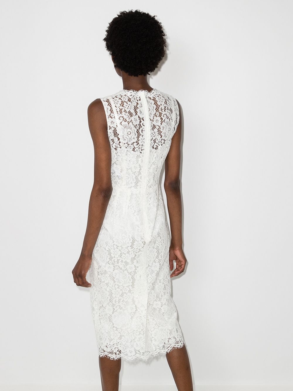 floral-lace sleeveless midi dress - 3