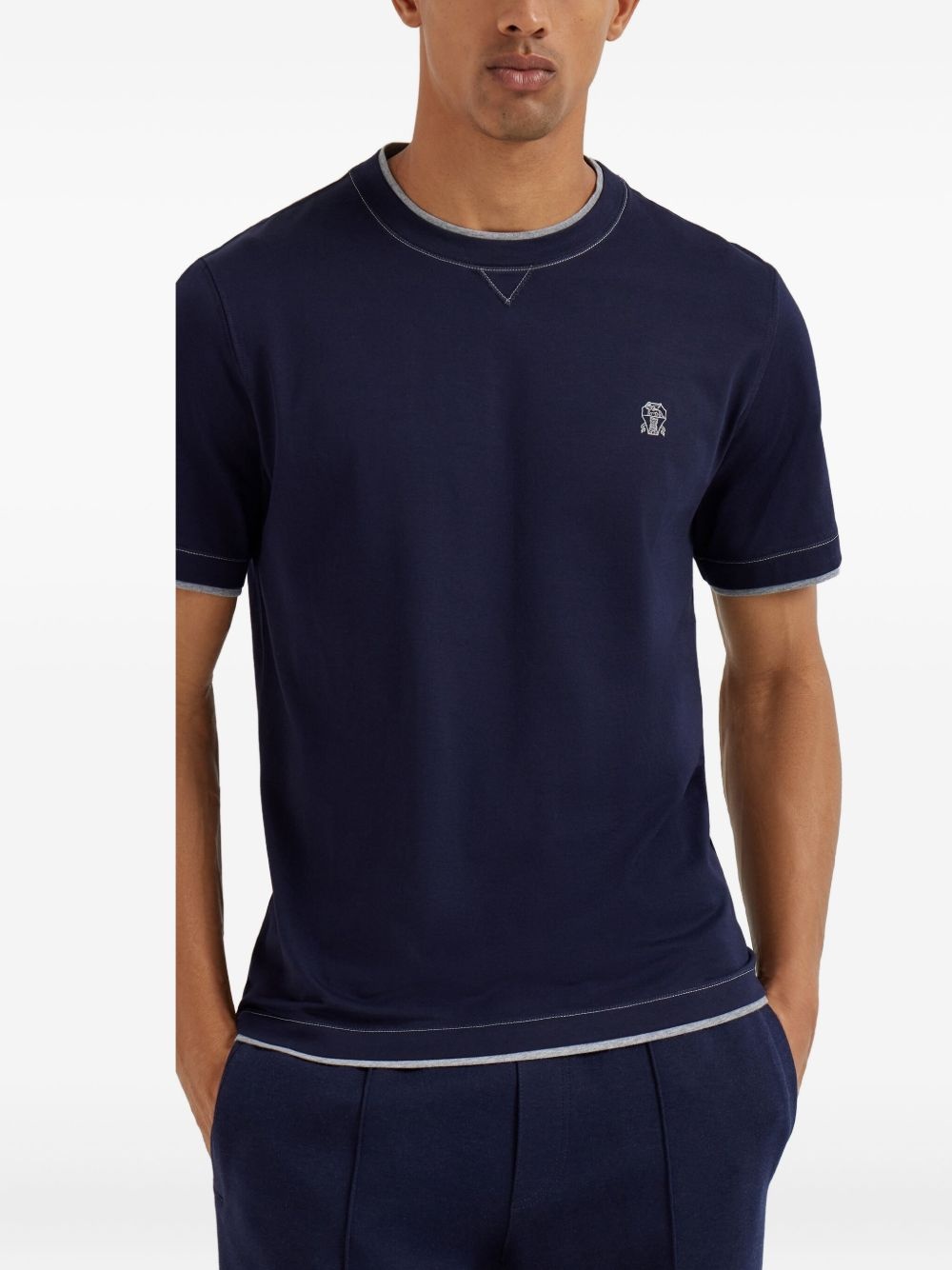 logo-embroidered T-shirt - 3