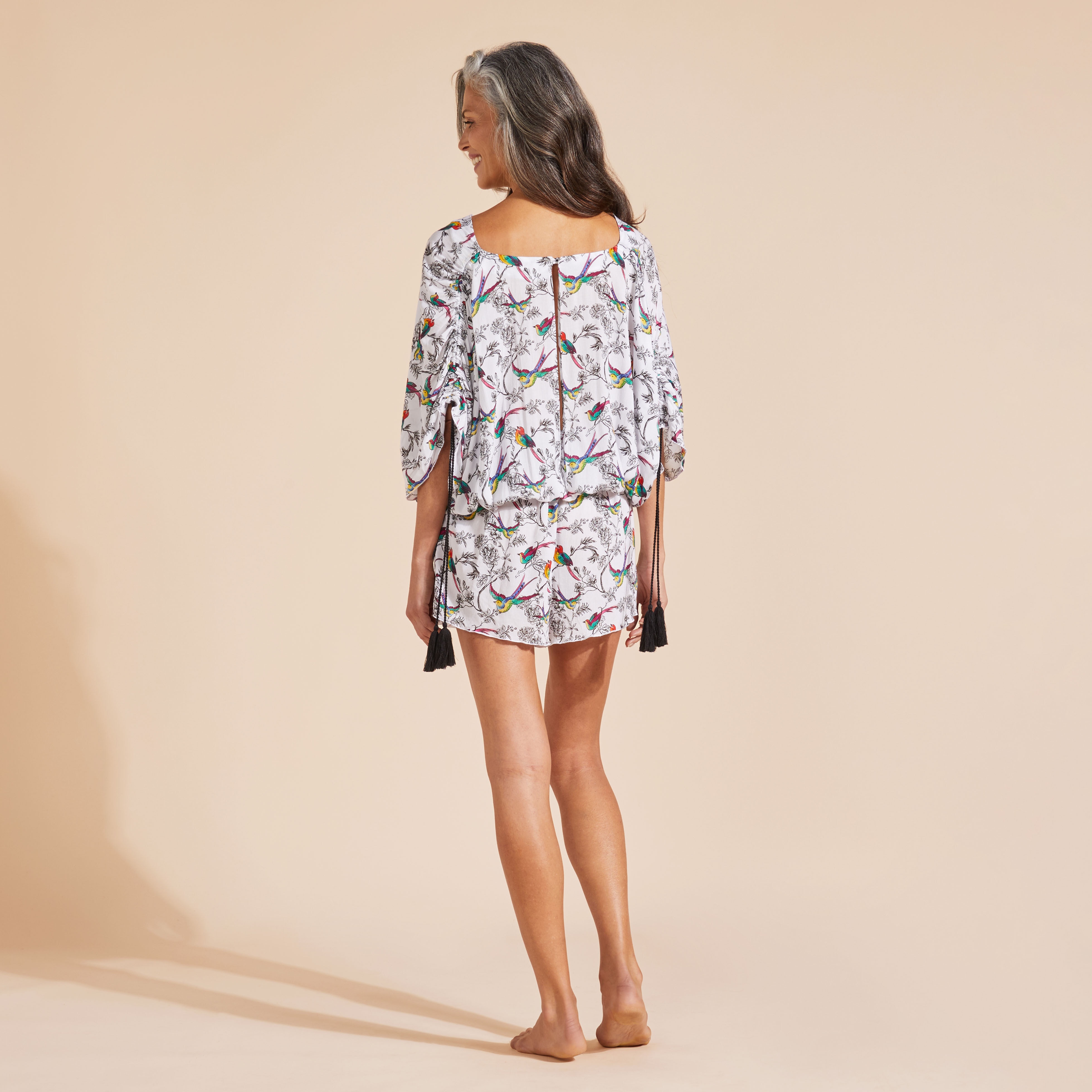 Women Viscose Playsuit Rainbow Birds - 4