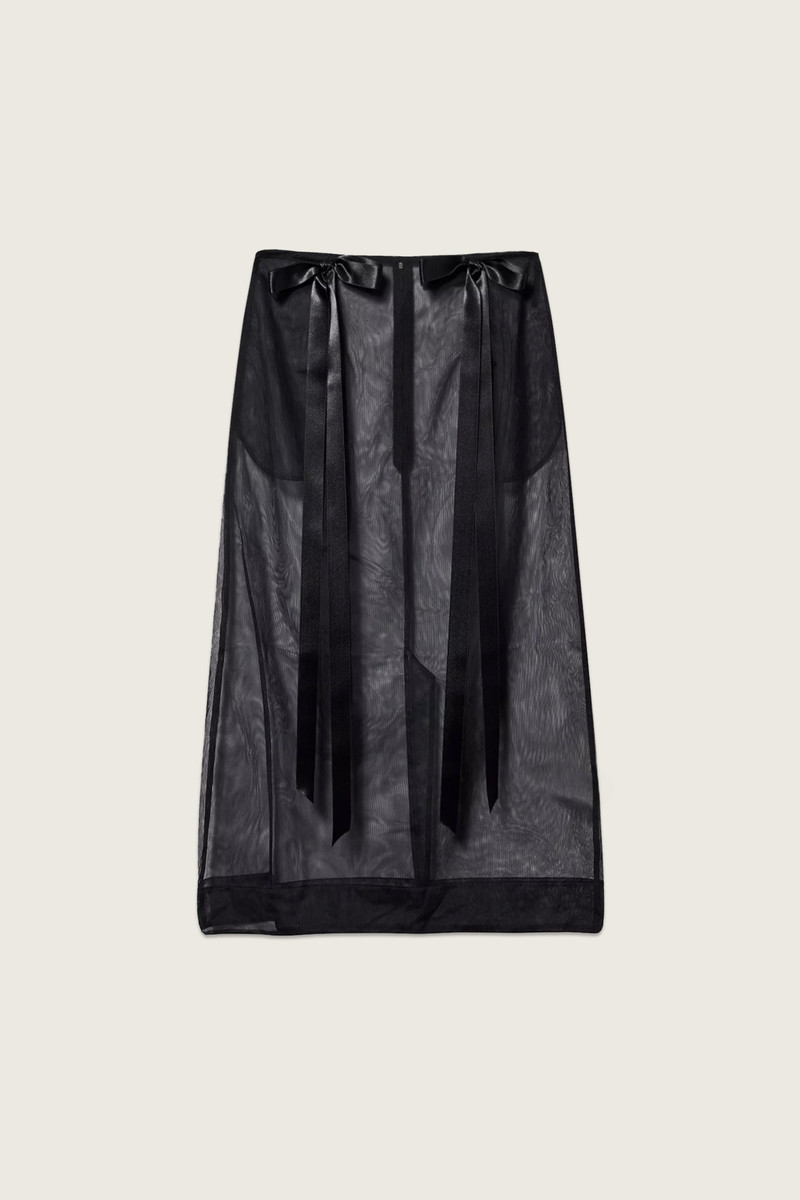 Sheer Bow Ribbon Pencil Skirt 4