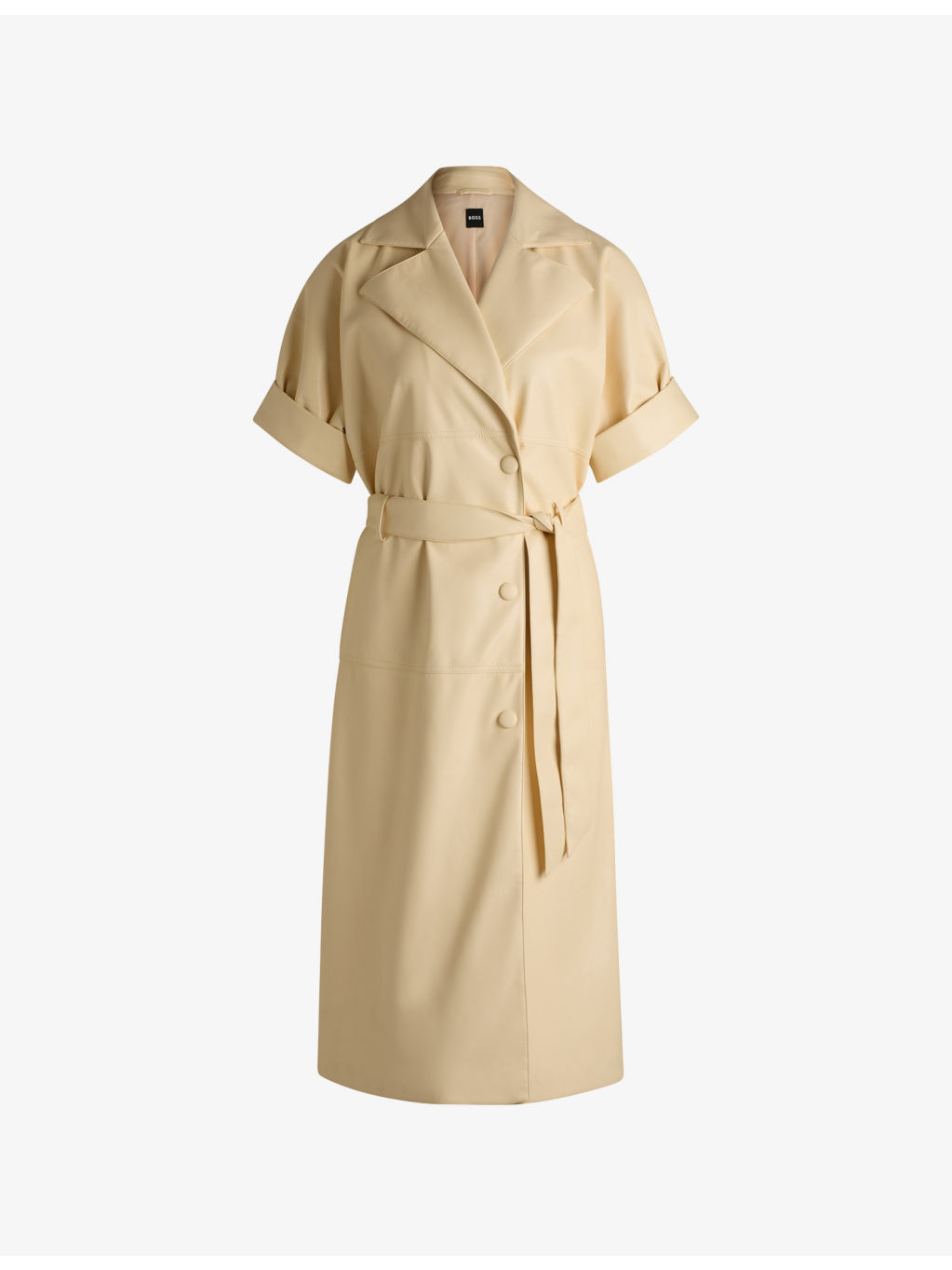 Double-breasted tie-waist faux-leather midi dress - 1