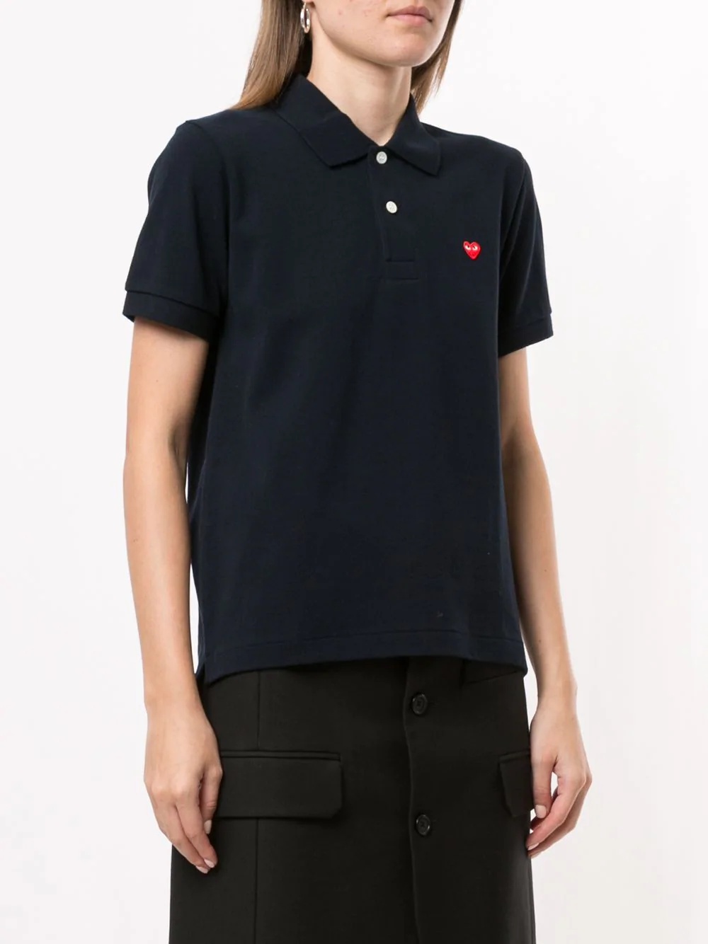 heart-embroidered short-sleeve polo shirt - 3