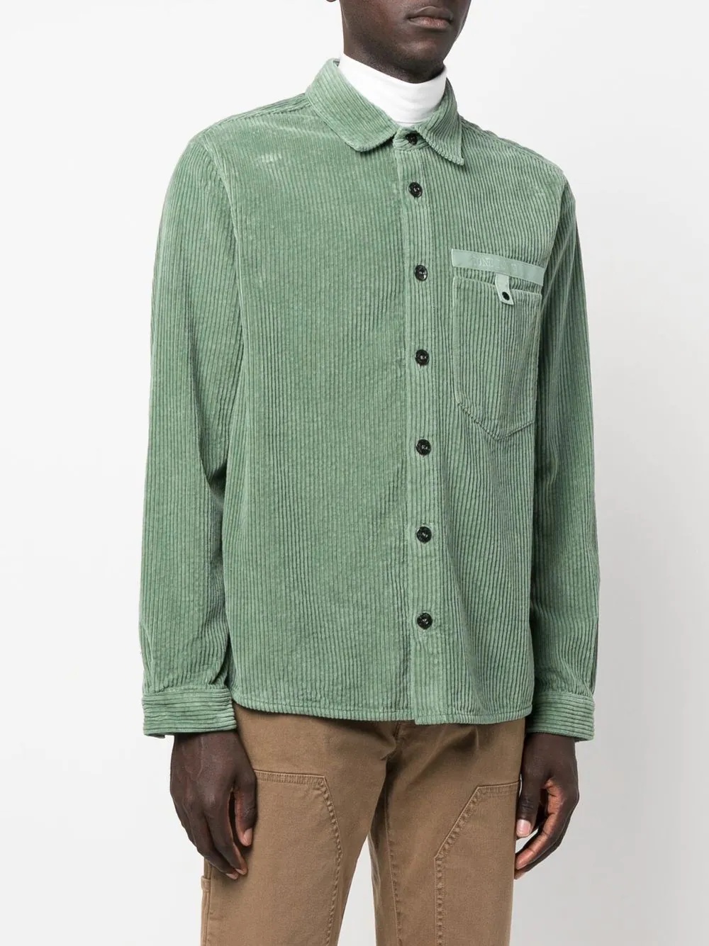 Compass-patch corduroy shirt - 3