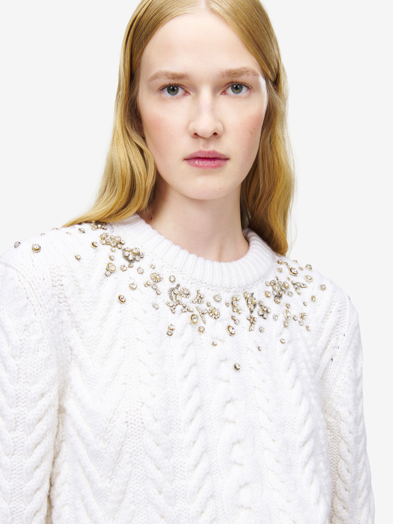 Crystal Embroidery Cable Knit Jumper 6