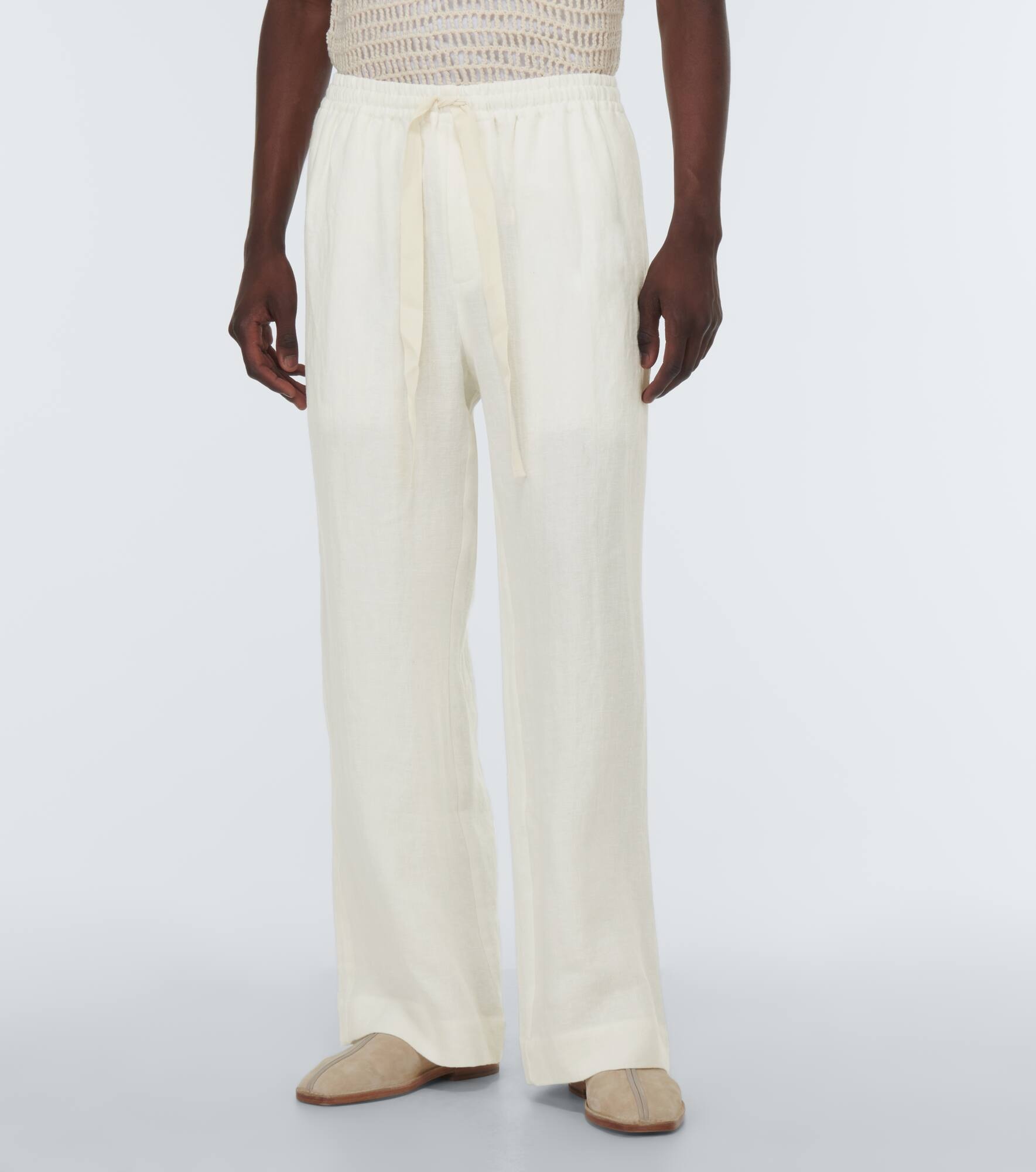 Linen wide-leg pants - 3