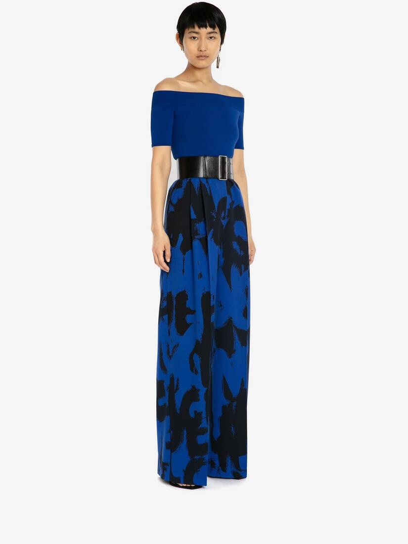 Off-the-shoulder Knit Top in Electric Blue - 3