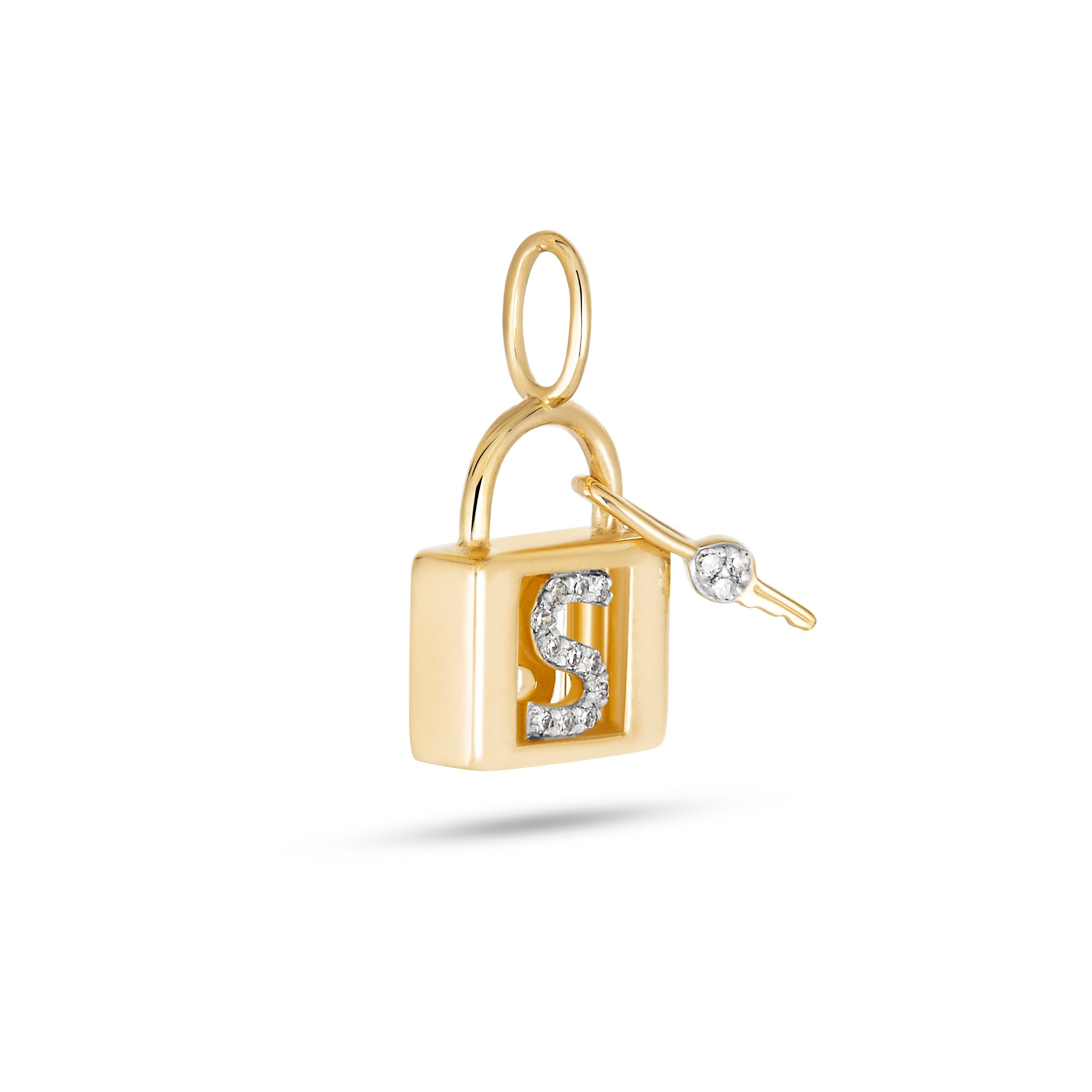 Love Lock Diamond Initial Charm - 3