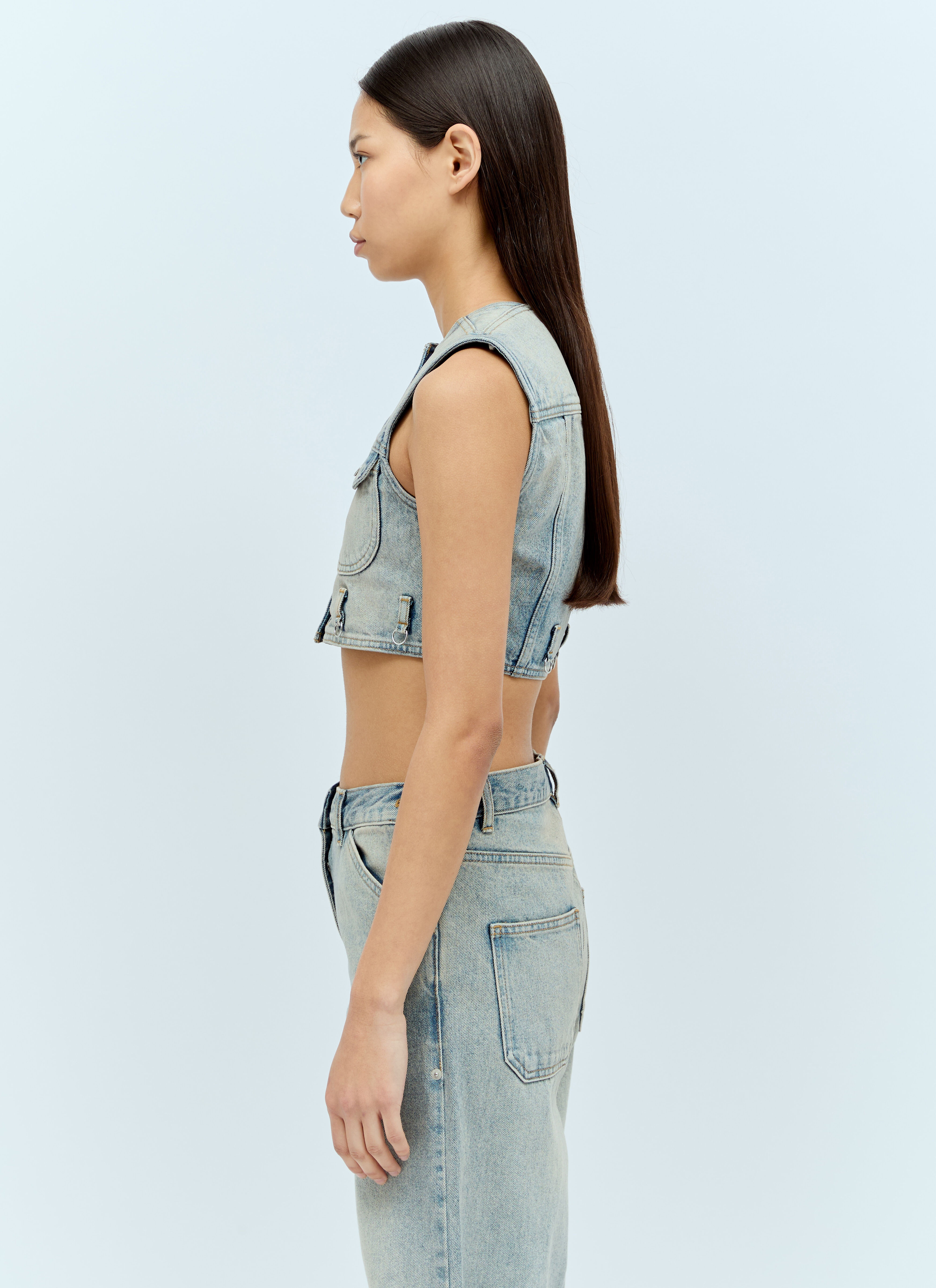 Denim Crop Vest - 3
