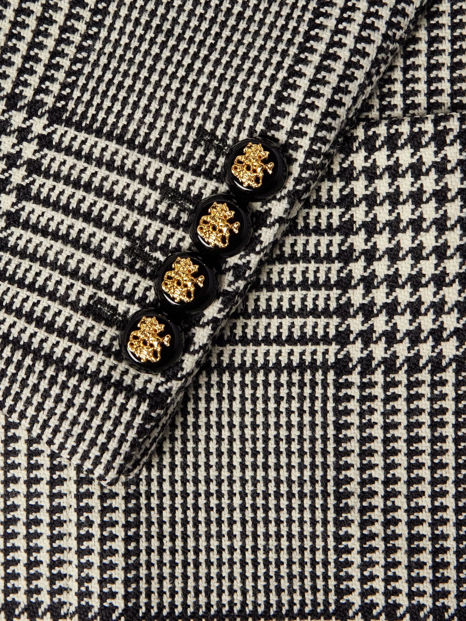 Prince of Wales Checked Wool Suit Jacket Gray - 5