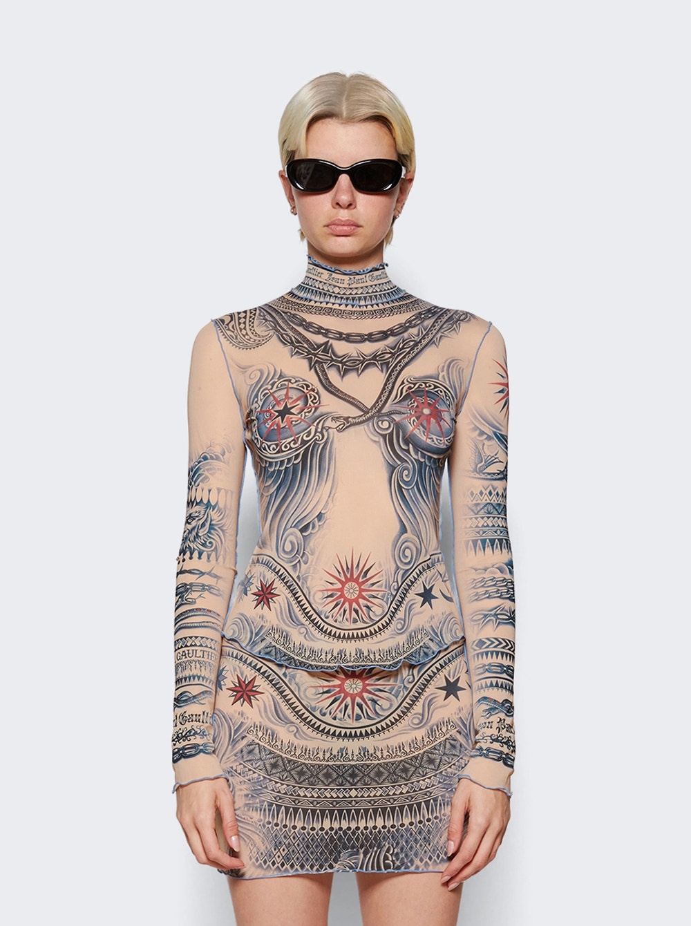 Jean Paul Gaultierトライバル柄 長袖ハイネックトップス美品 Jean Paul Gaultierトライバル柄 長袖ハイネックトップス美品