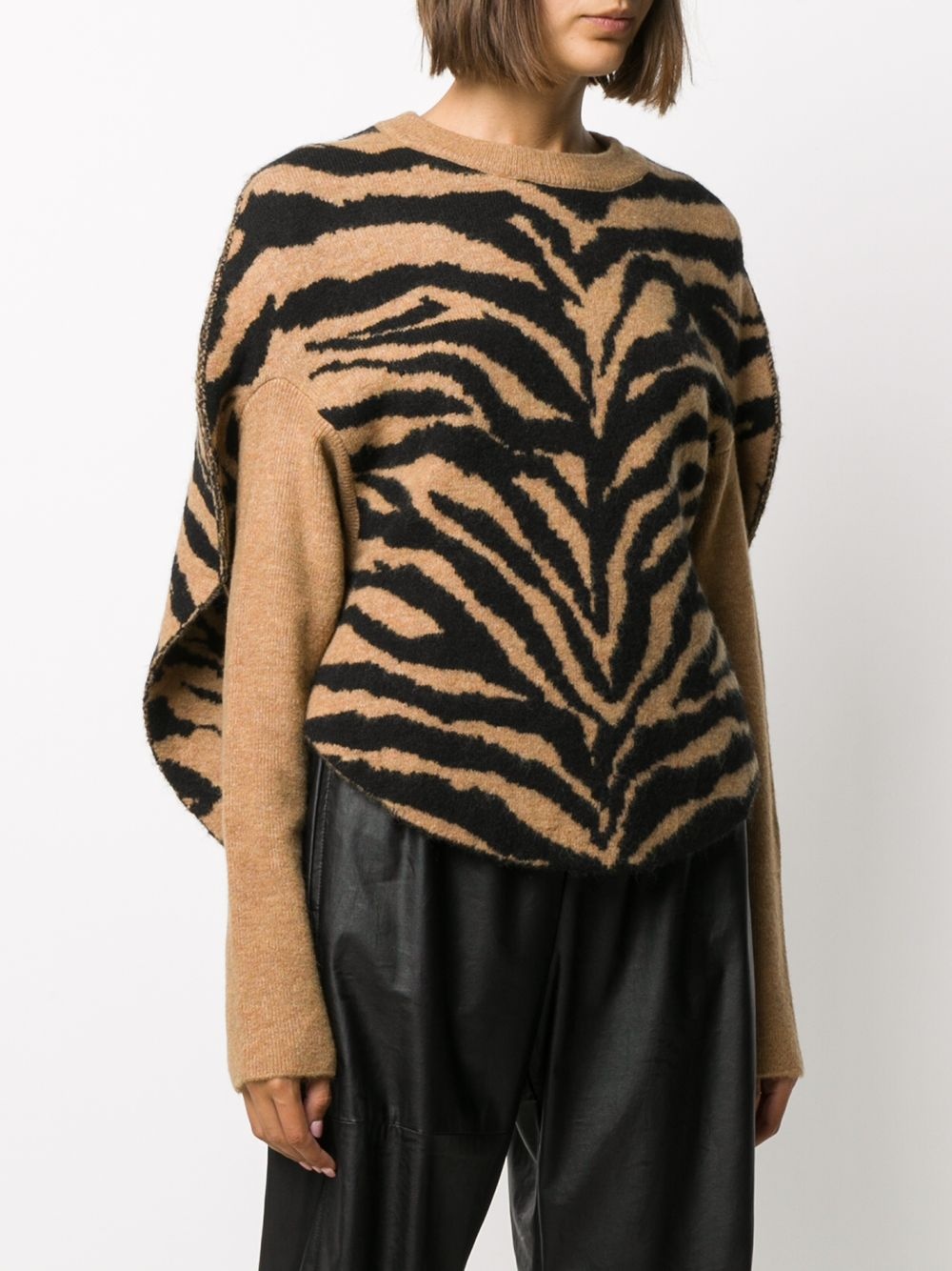 cape back tiger print sweater - 3