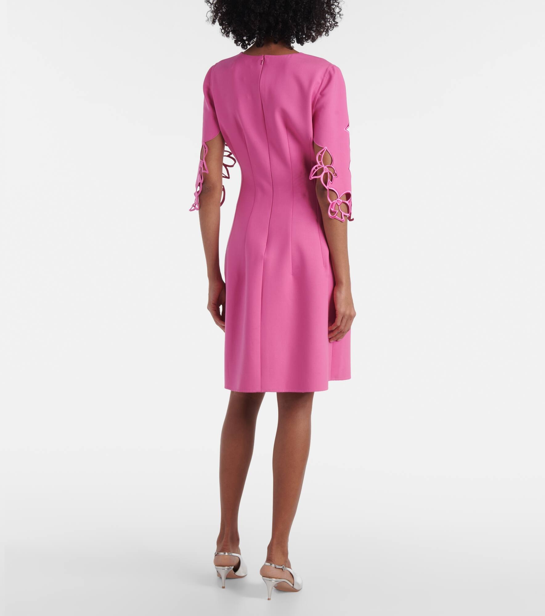 Embroidered wool-blend lace midi dress - 3