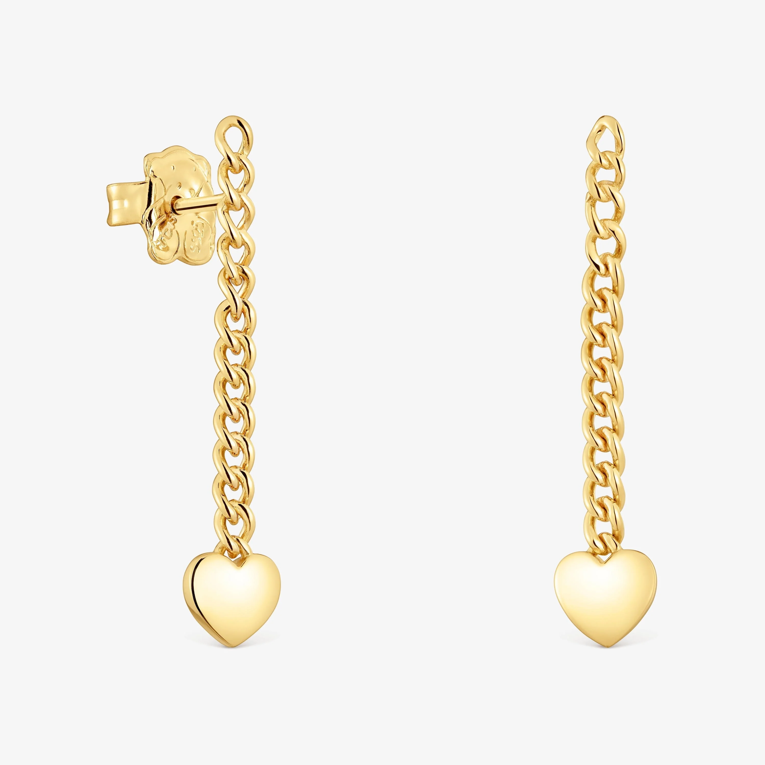 Long 18K gold vermeil heart Earrings Bold Motif - 1