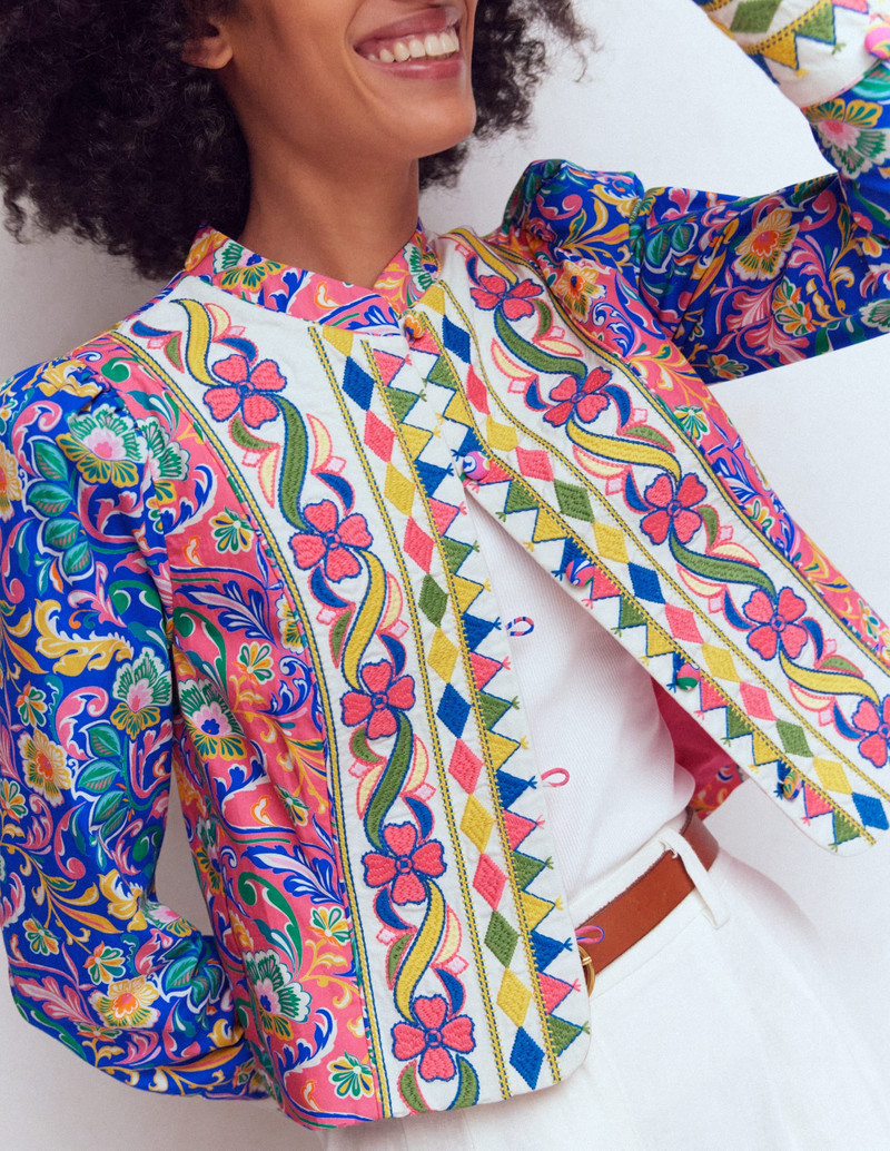 Printed Trim Jacket-Multi, Enchanting Bouquet 4