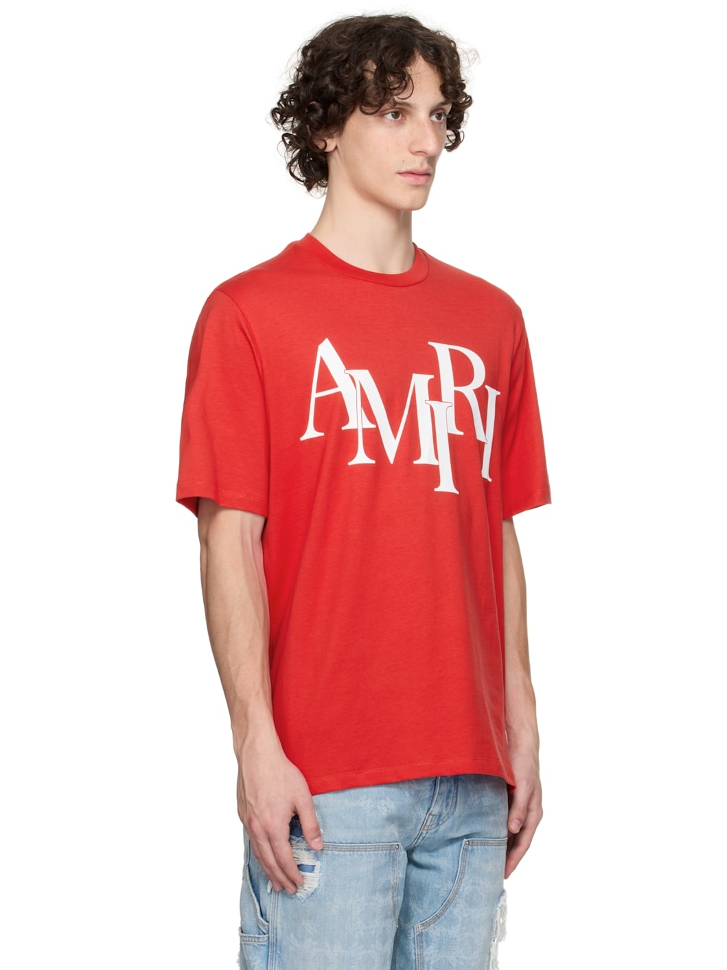 Red 'AMIRI' Staggered Logo T-shirt - 2