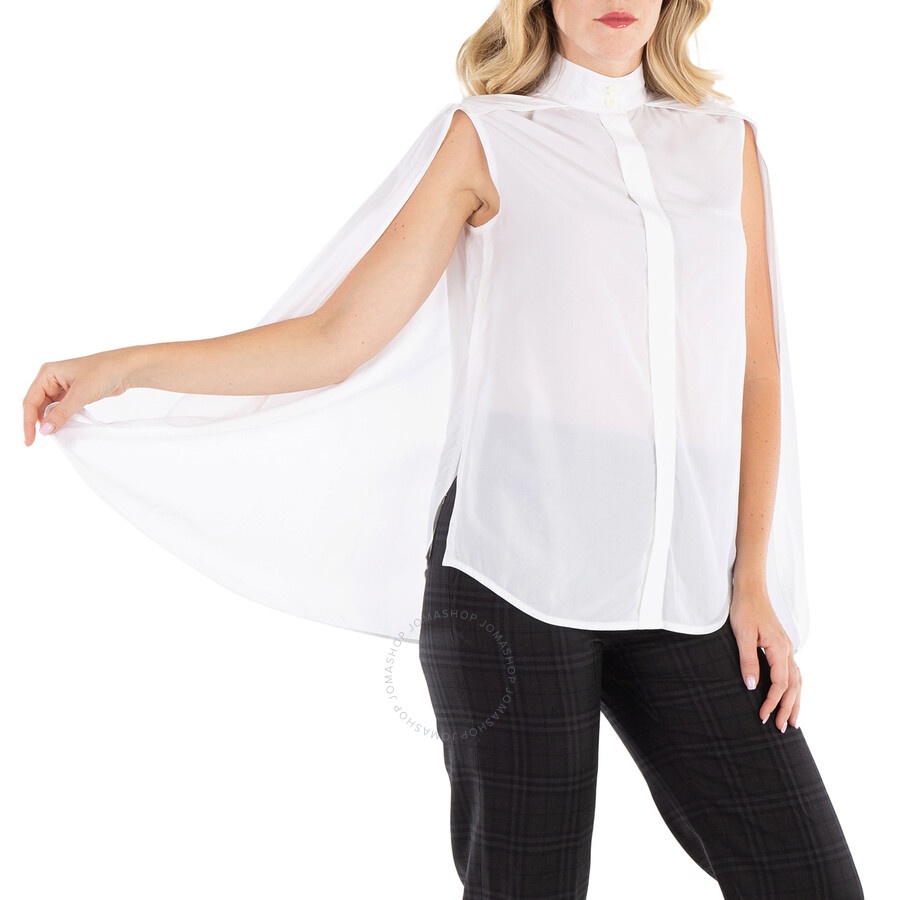 Burberry Ladies White Lyocell Cape Detail Shirt - 3