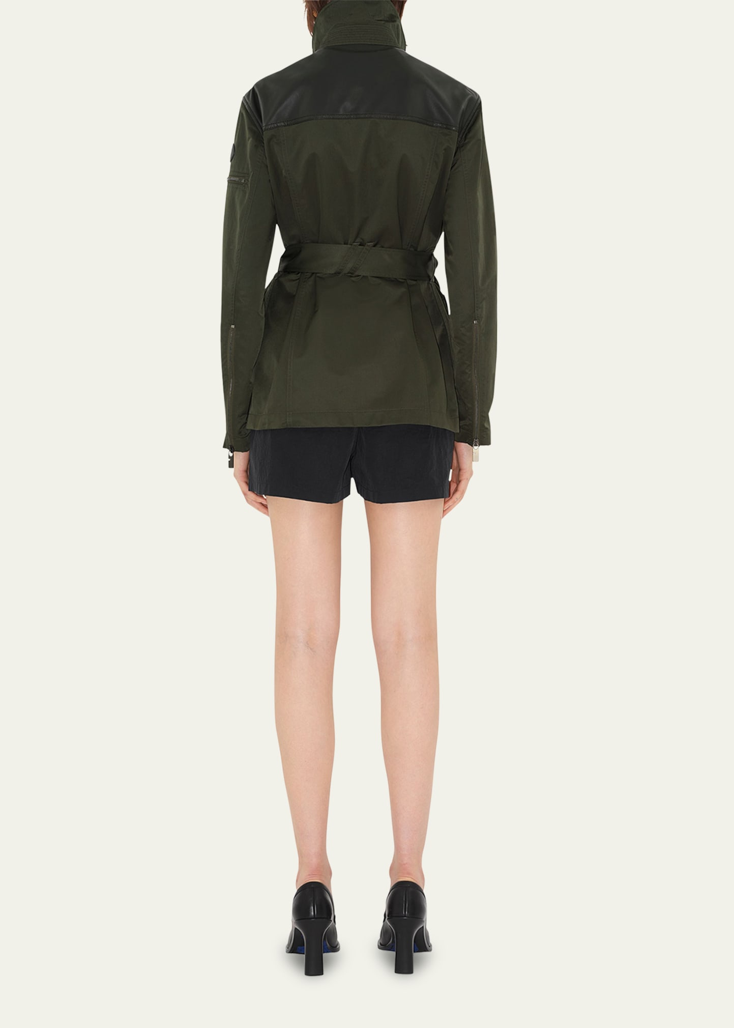Military Jacket with Leather Details - 3