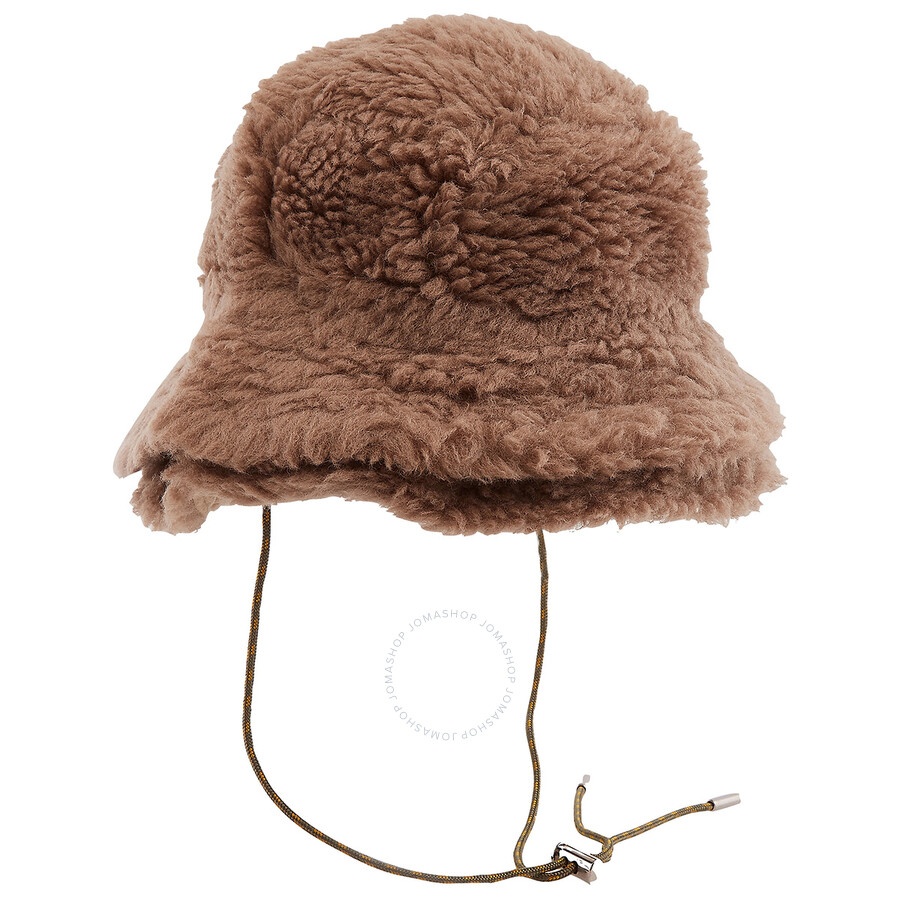 Sacai Beige Double Brim Faux Shearling Hat, Brand Size 1 - 4