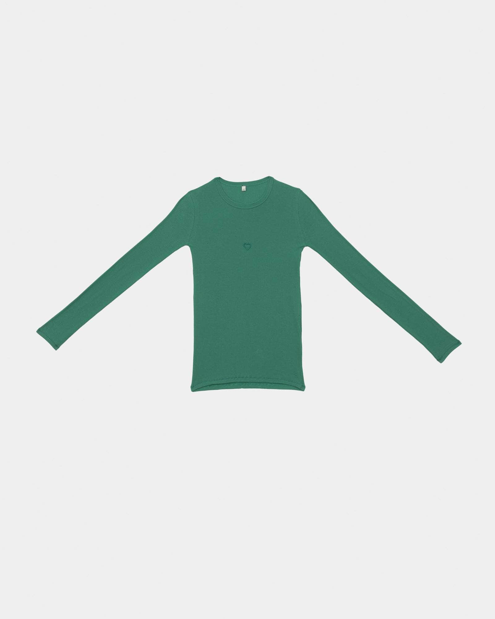 Heart Long Sleeve Tee - Fine Organic Cotton Rib - 7