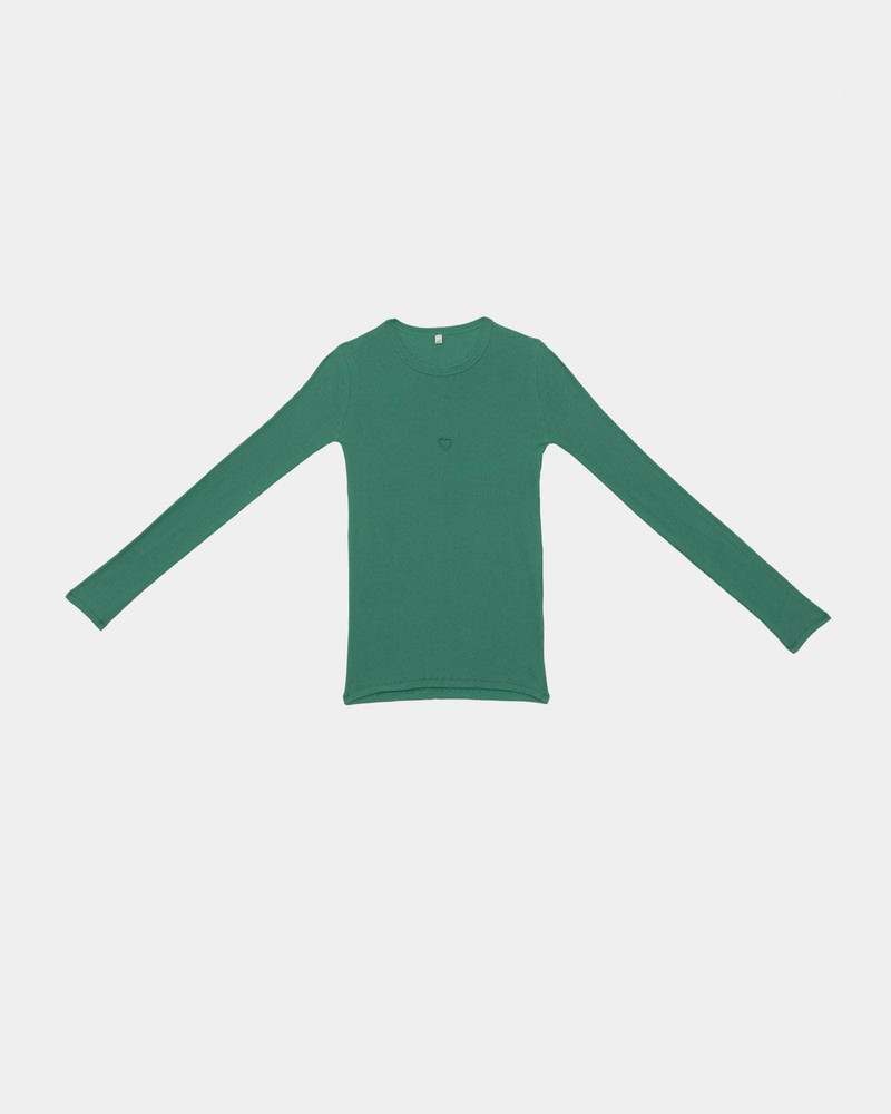 Heart Long Sleeve Tee - Fine Organic Cotton Rib 7