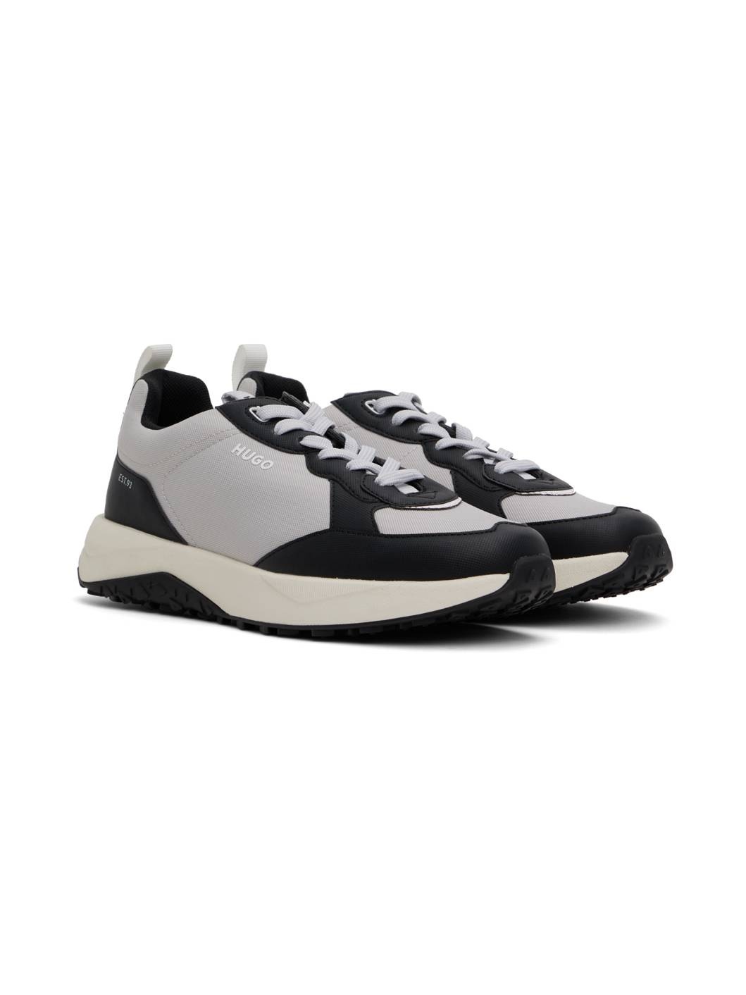Black & Gray Mixed-Material Sneakers - 4