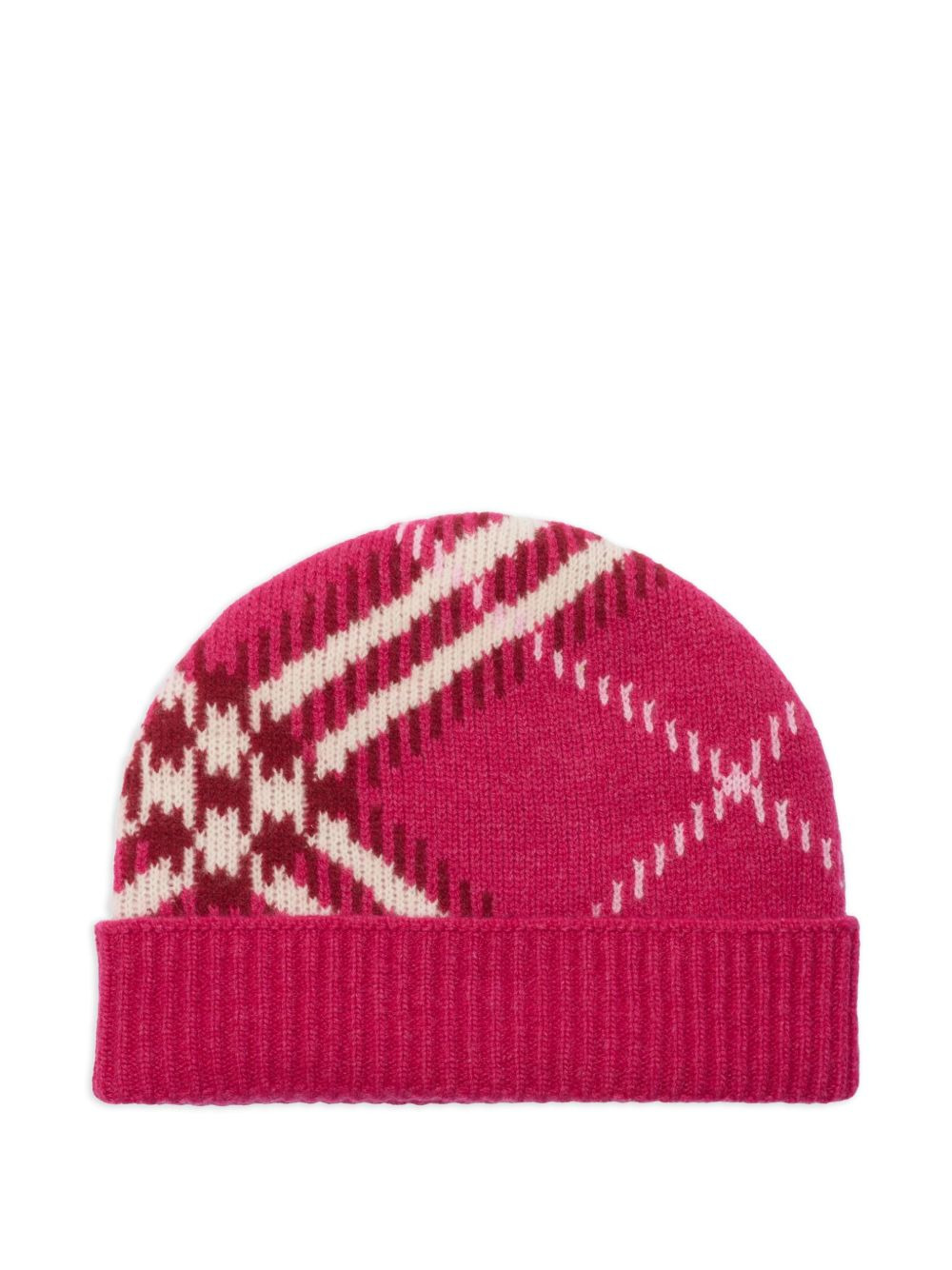 check-pattern jacquard beanie hat - 2
