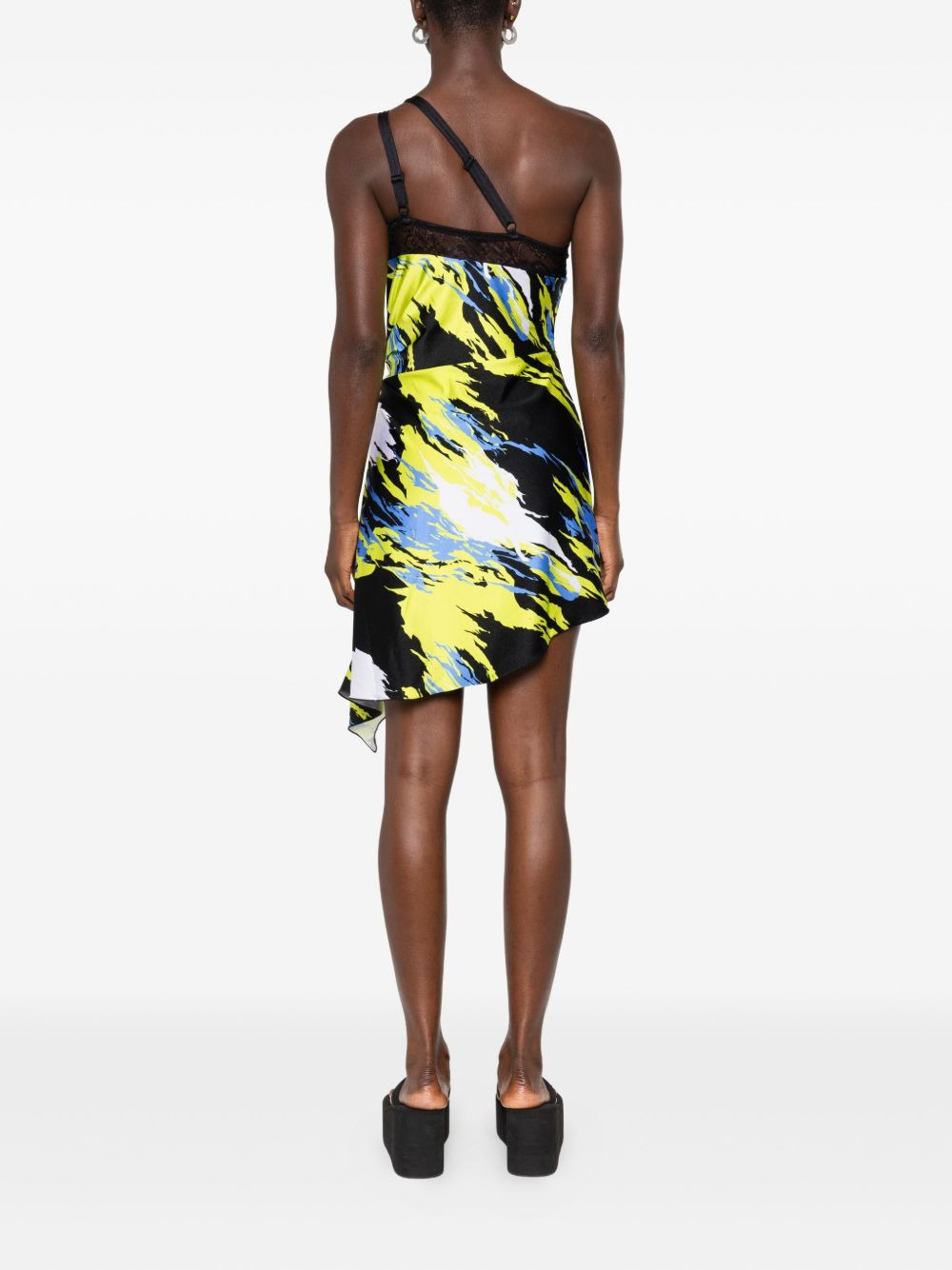 asymmetric abstract-print mini dress - 4