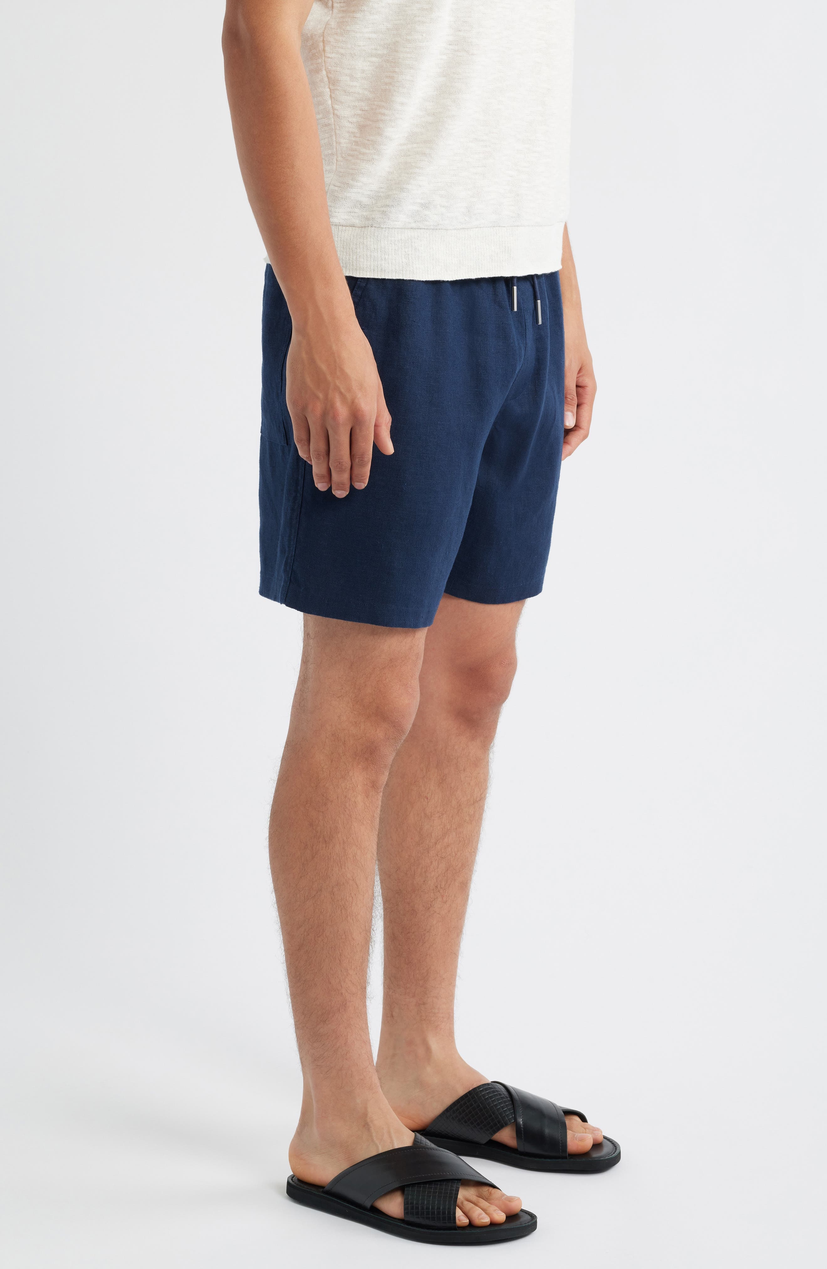 NN07 1454 Gregor Linen Drawstring Shorts in Navy Blue at Nordstrom - 3
