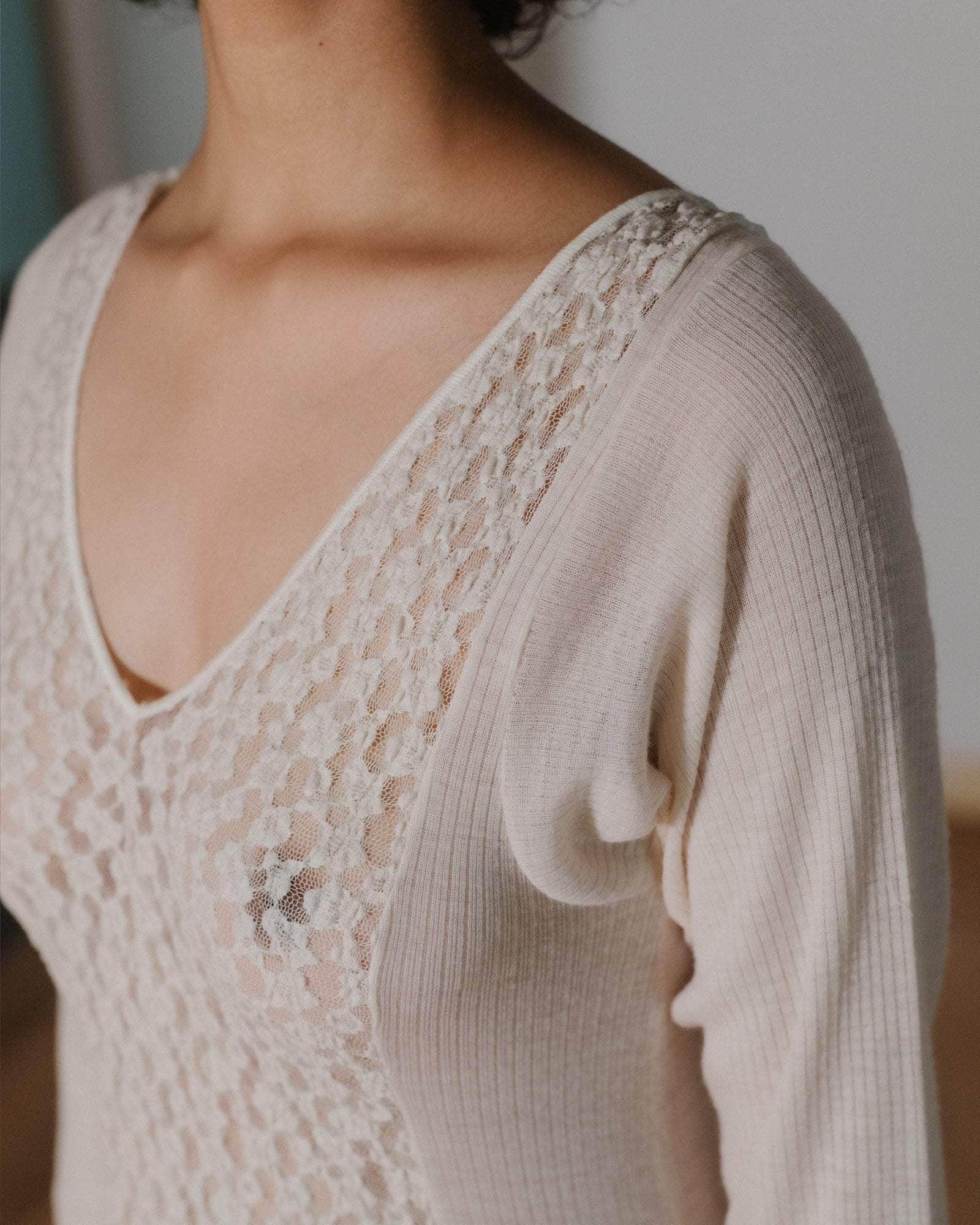 Crescent Long Sleeve Body - Organic Cotton Lace - 3