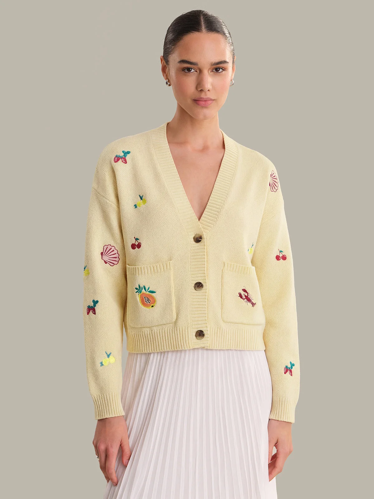 Blythe: Fruit Embroidered Cotton Cardigan - 1