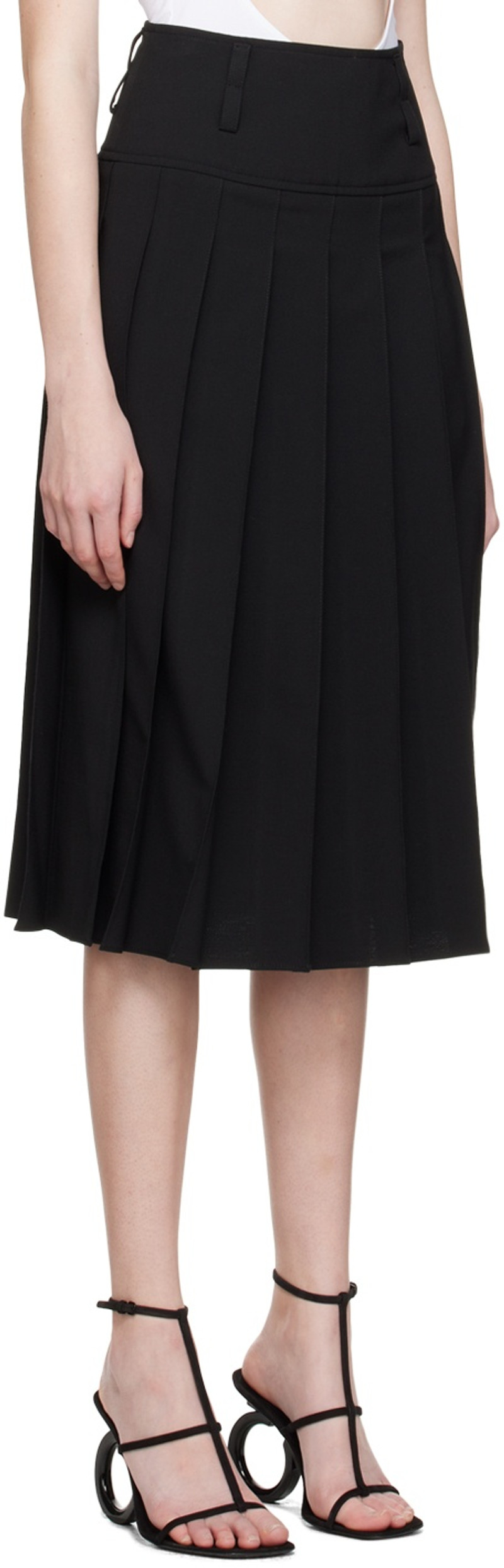 beaufille Black Devi Midi Skirt outlook