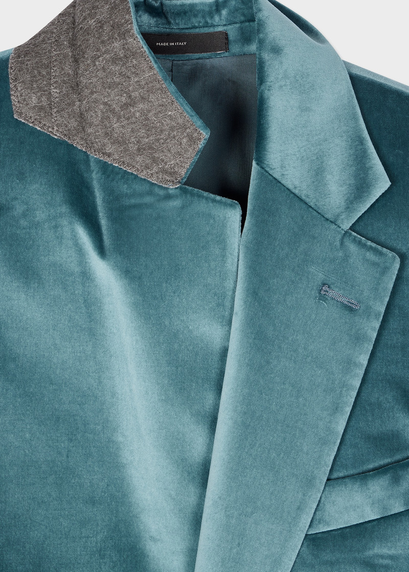 Teal Blue Velvet Suit 3