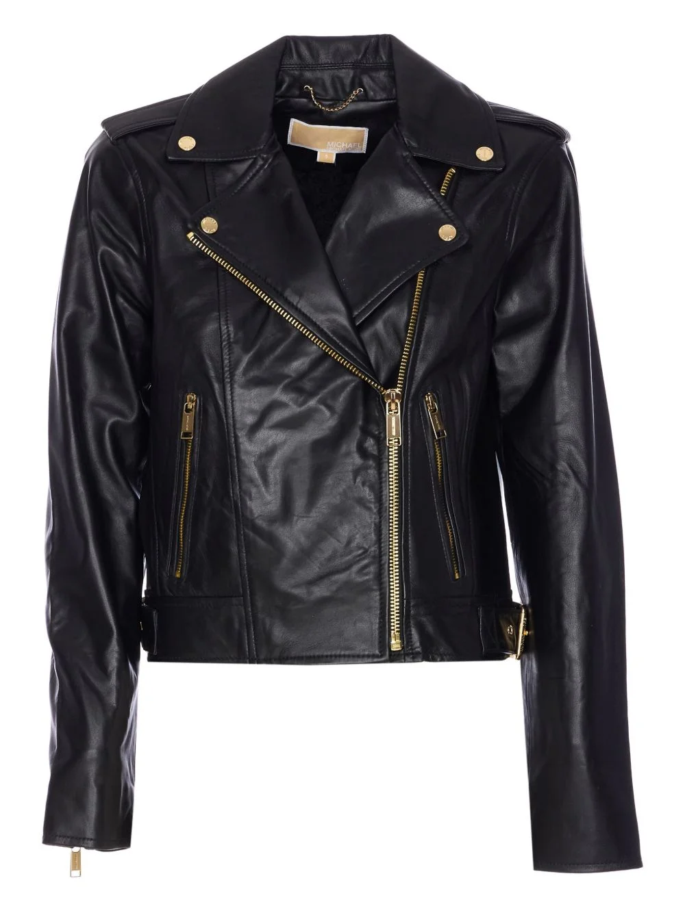zip-pocket leather jacket - 1