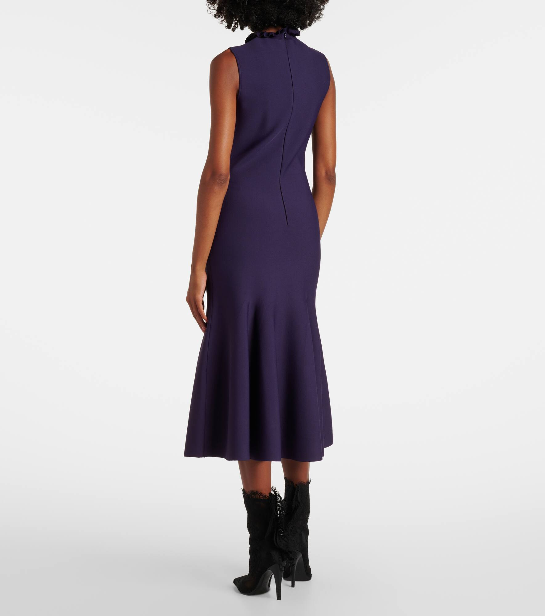 Lace-trimmed ruffled midi dress - 3