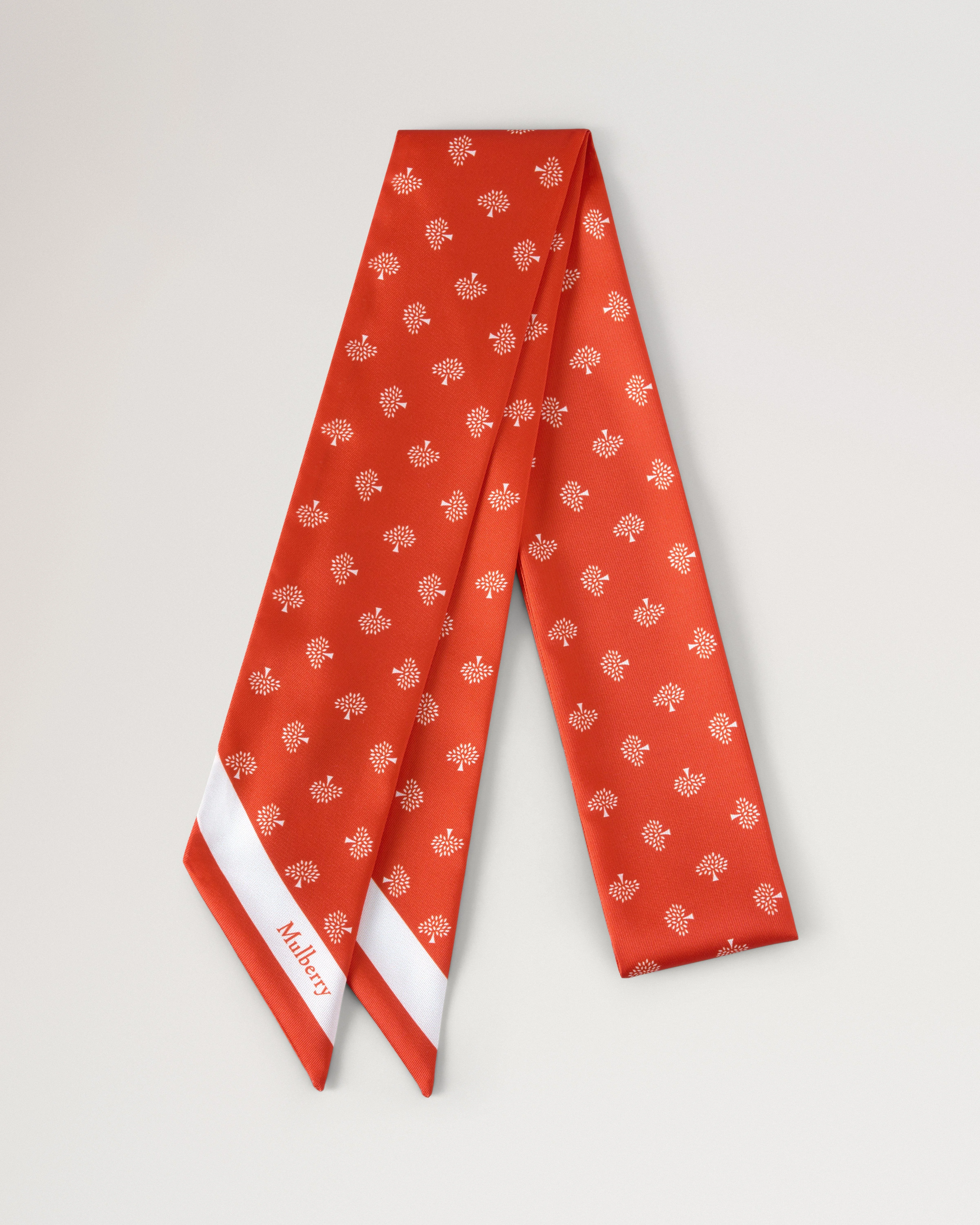 Skinny Scarf - Mulberry Tree Coral Orange Recycled Polyester - 1
