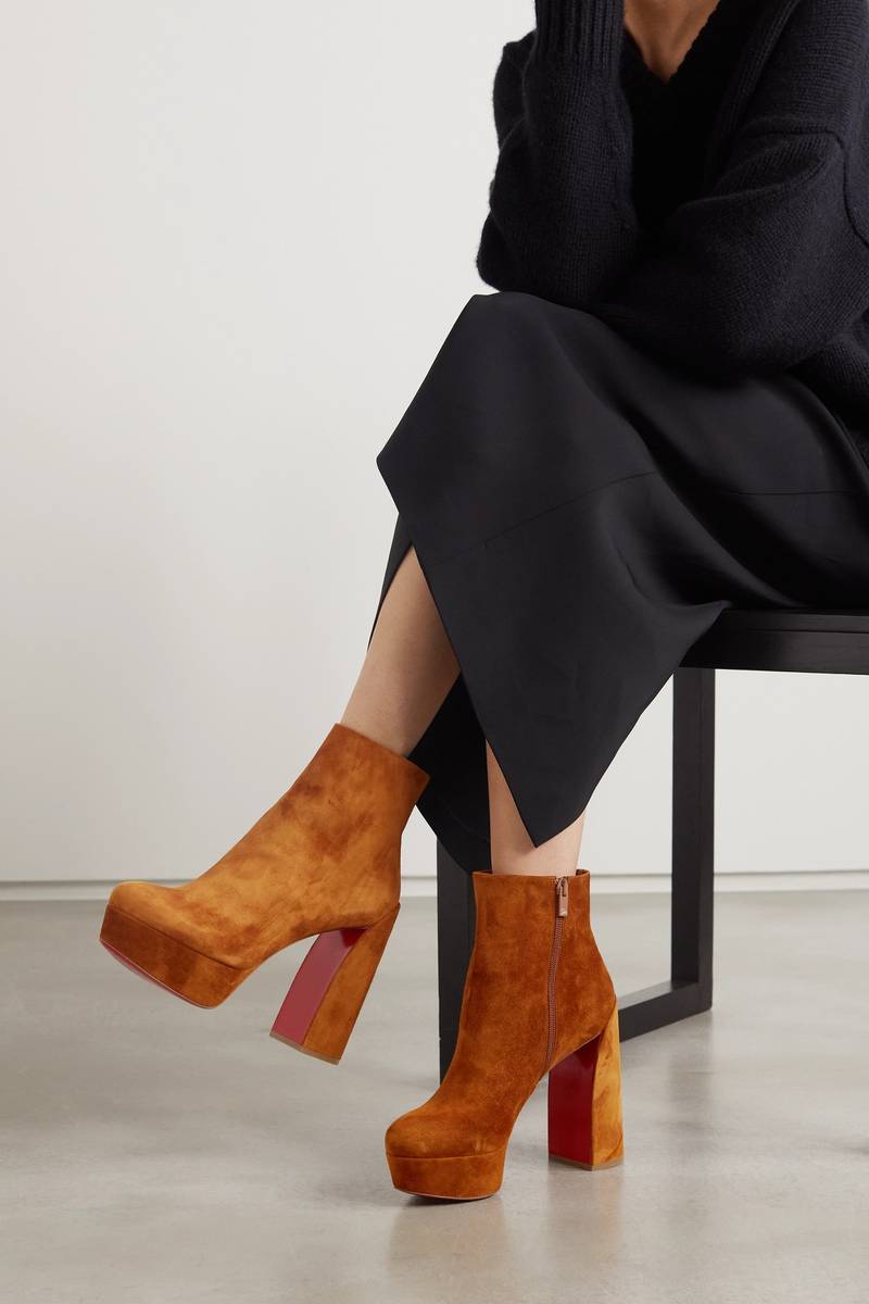 Christian Louboutin Movida Booty 130 suede platform ankle boots outlook