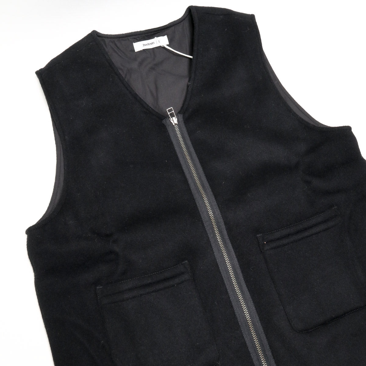 Zip Vest Black Cashmere Wool - 2