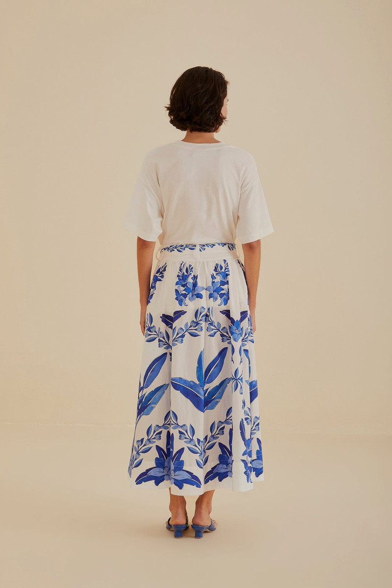 Off-White Blue Yard Organic Cotton Midi Skirt 4