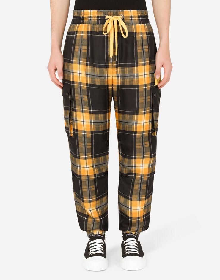 Silk jogging pants with tartan print - 1