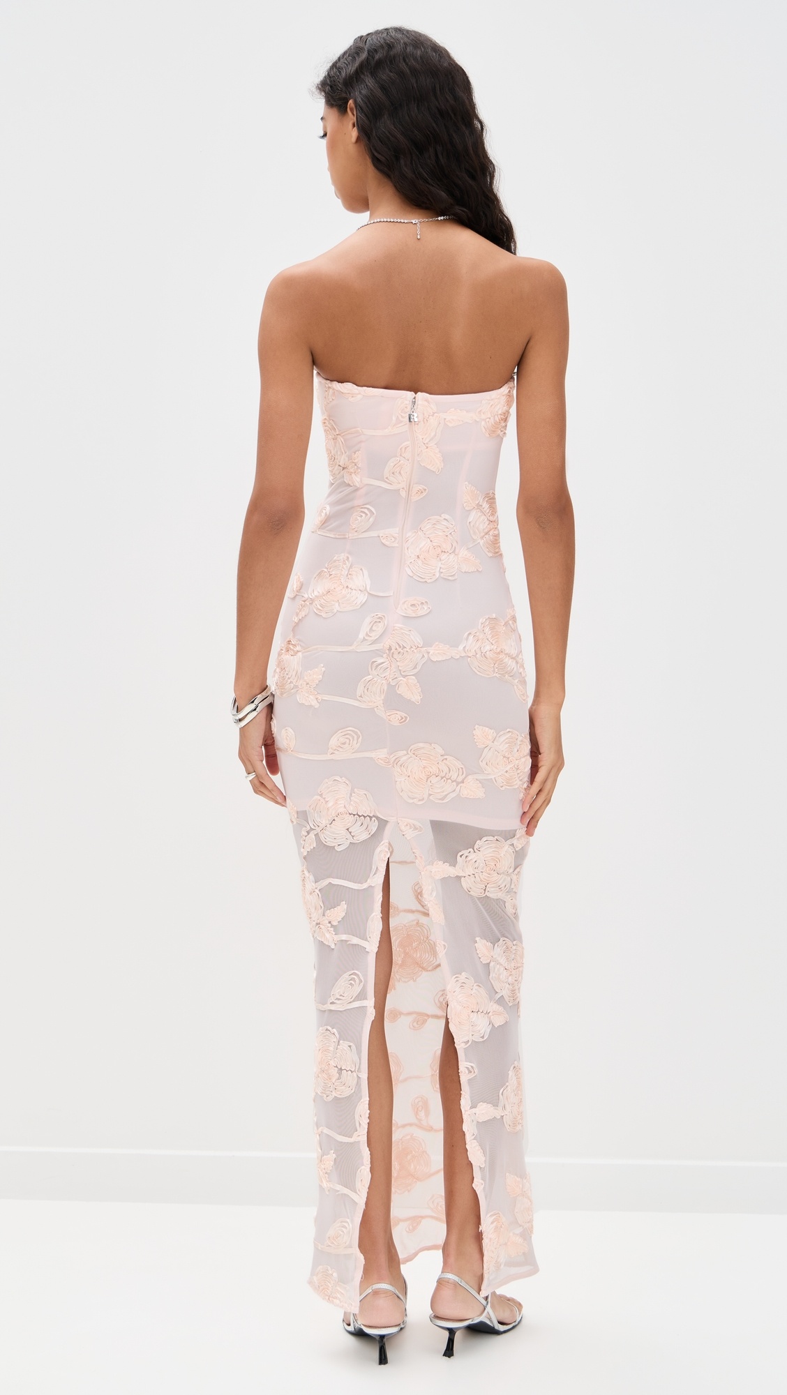 Flower Mesh Tube Dress - 3