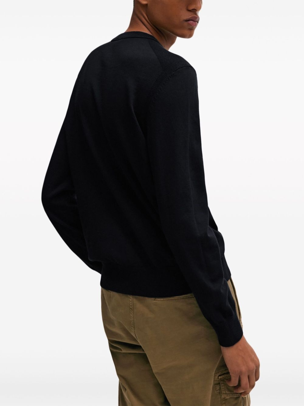 logo-embroidered ribbed jumper - 4