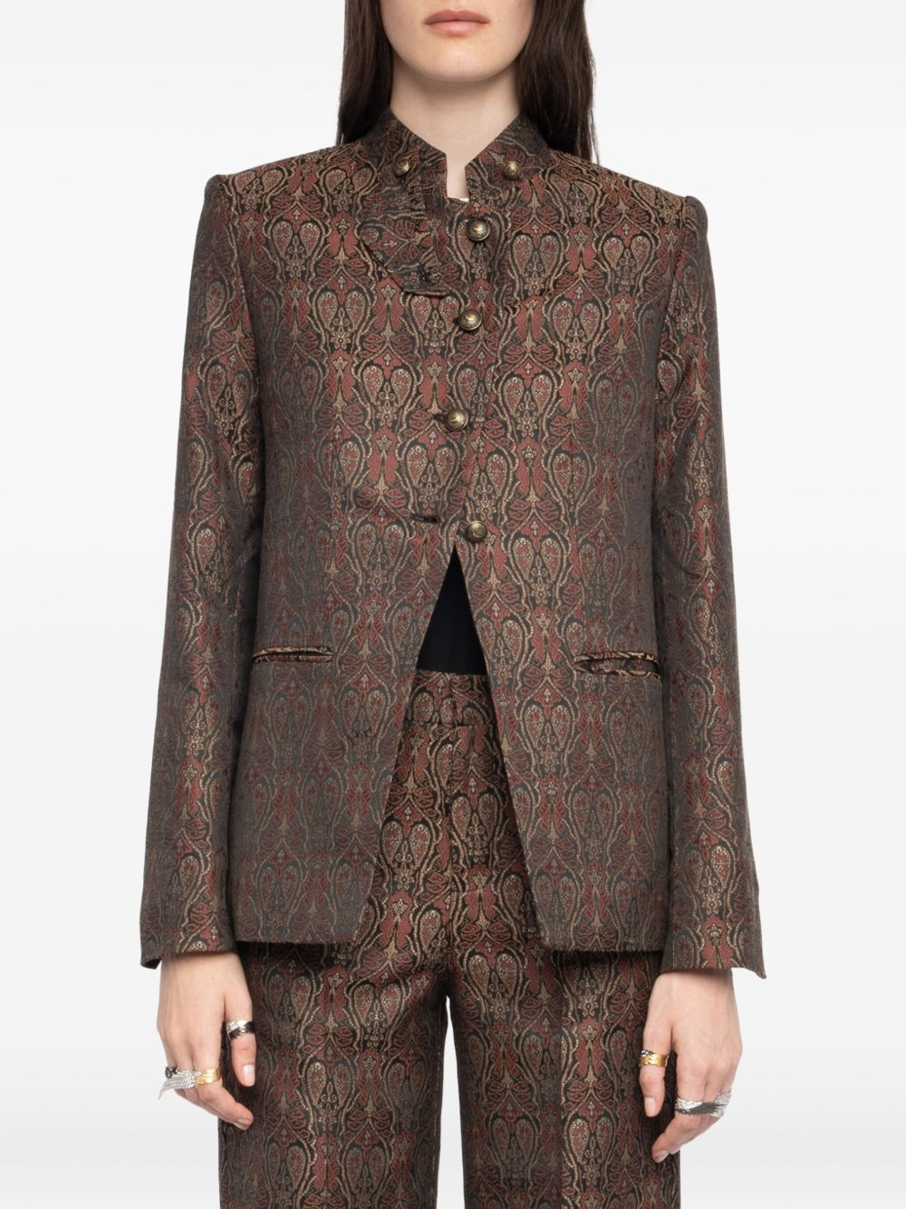 Verysa paisley-print mandarin-collar blazer - 4