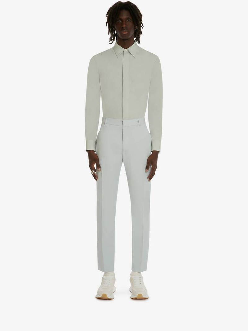Alexander McQueen Men's Dropped Shoulder Poplin Shirt in Opal outlook