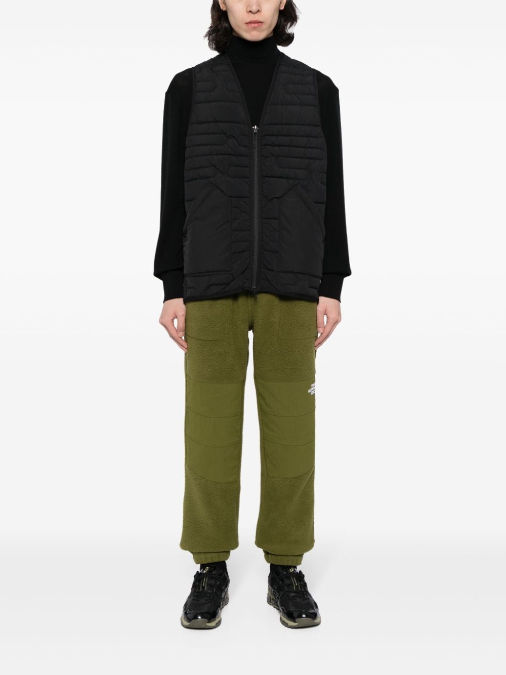 logo-embroidered fleece-panel trousers - 2
