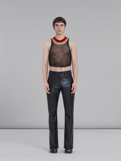 Marni BLACK FLARED TROUSERS IN ULTRALIGHT NAPLAK LEATHER outlook
