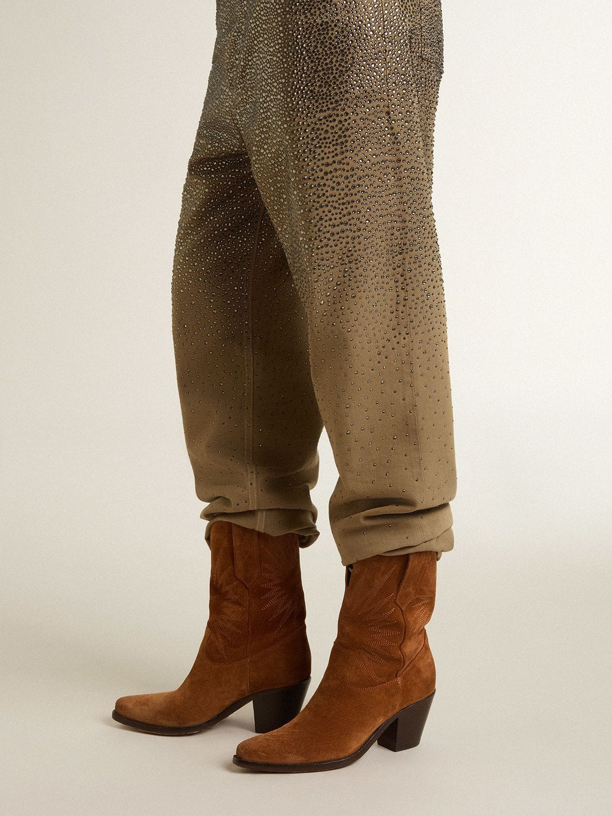 Low Wish Star boots in cognac suede with tone-on-tone embroidered star - 3