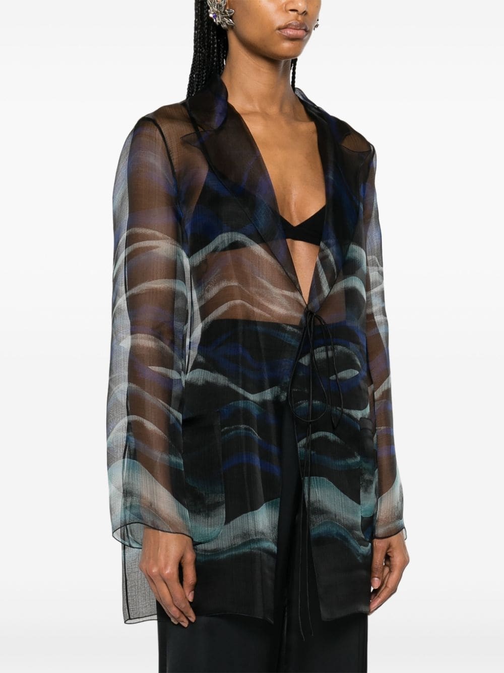 abstract-print silk blouse - 3