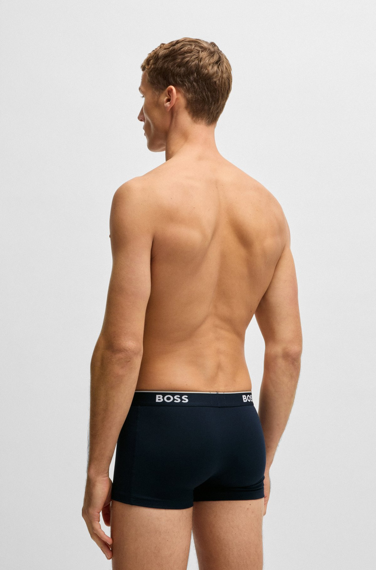 THREE-PACK OF STRETCH-COTTON TRUNKS WITH LOGO WAISTBANDS - 3