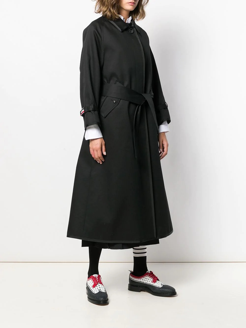 mid-length belted trench coat - 3