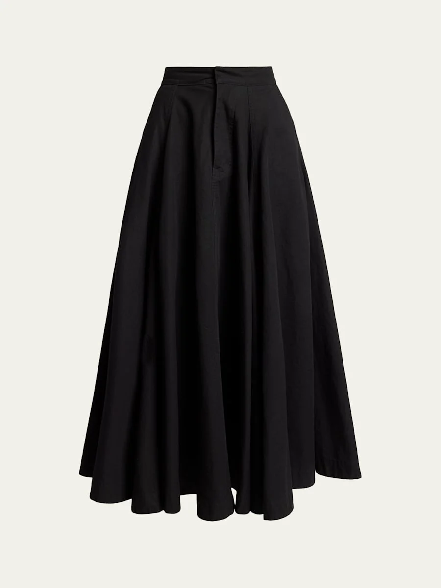 Cotton Godet Maxi Skirt - 1